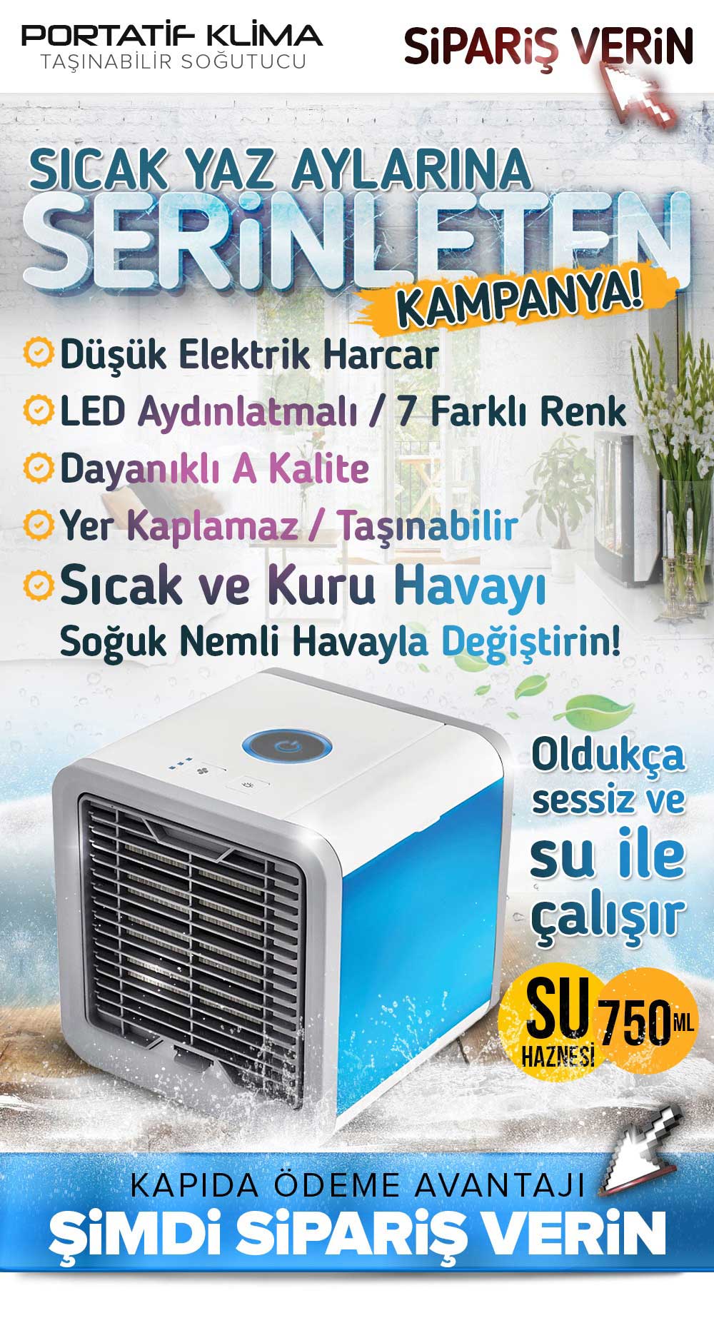 Arctic Taşınabilir Hava Soğutucu Usb Mini Klima Fan 3 Kademeli Hava Temizleyici Yaprak