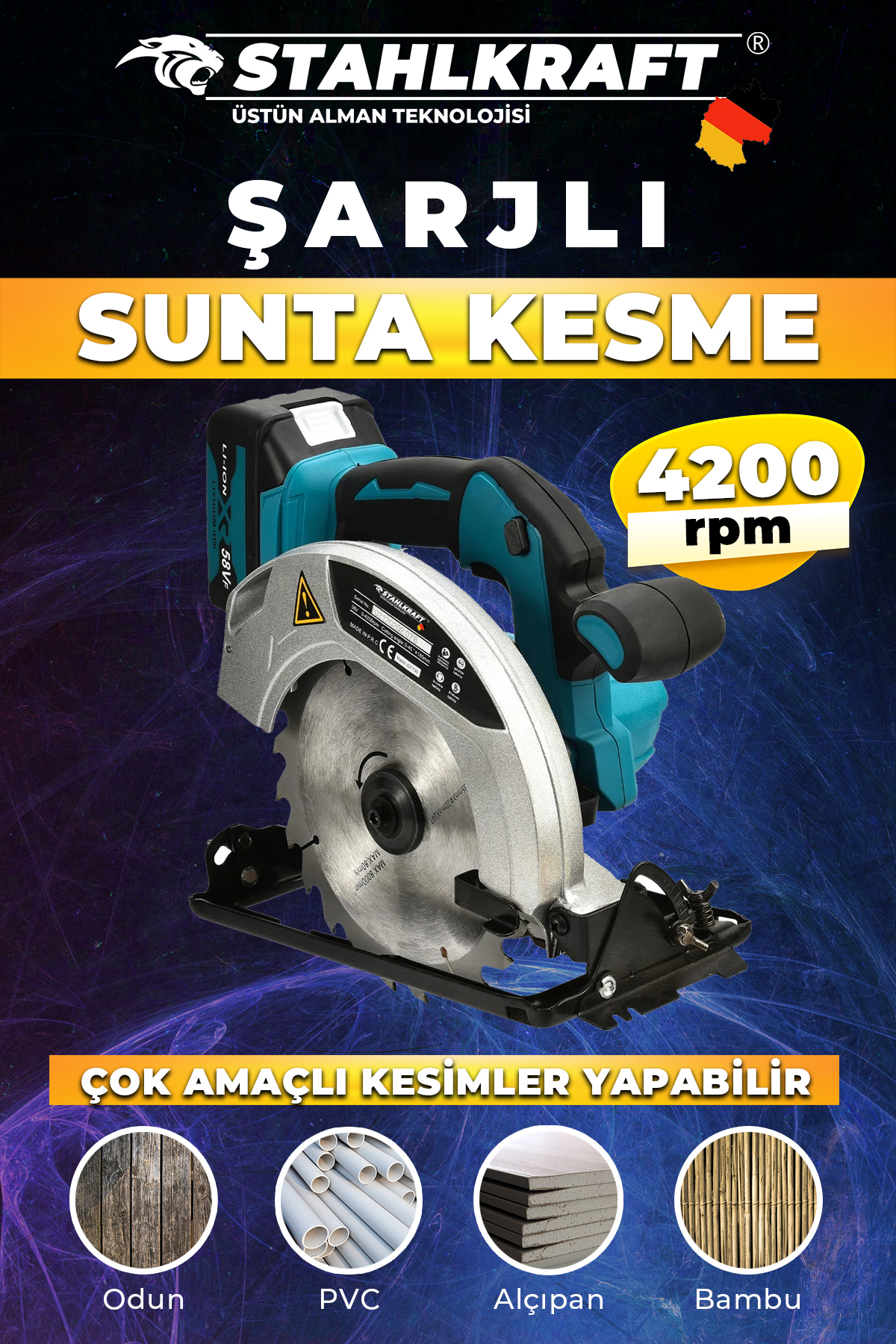 STAHLKRAFT STH 5092 PLUS 58VF 4200 RPM AKÜLÜ SUNTA KESME MAKİNASI