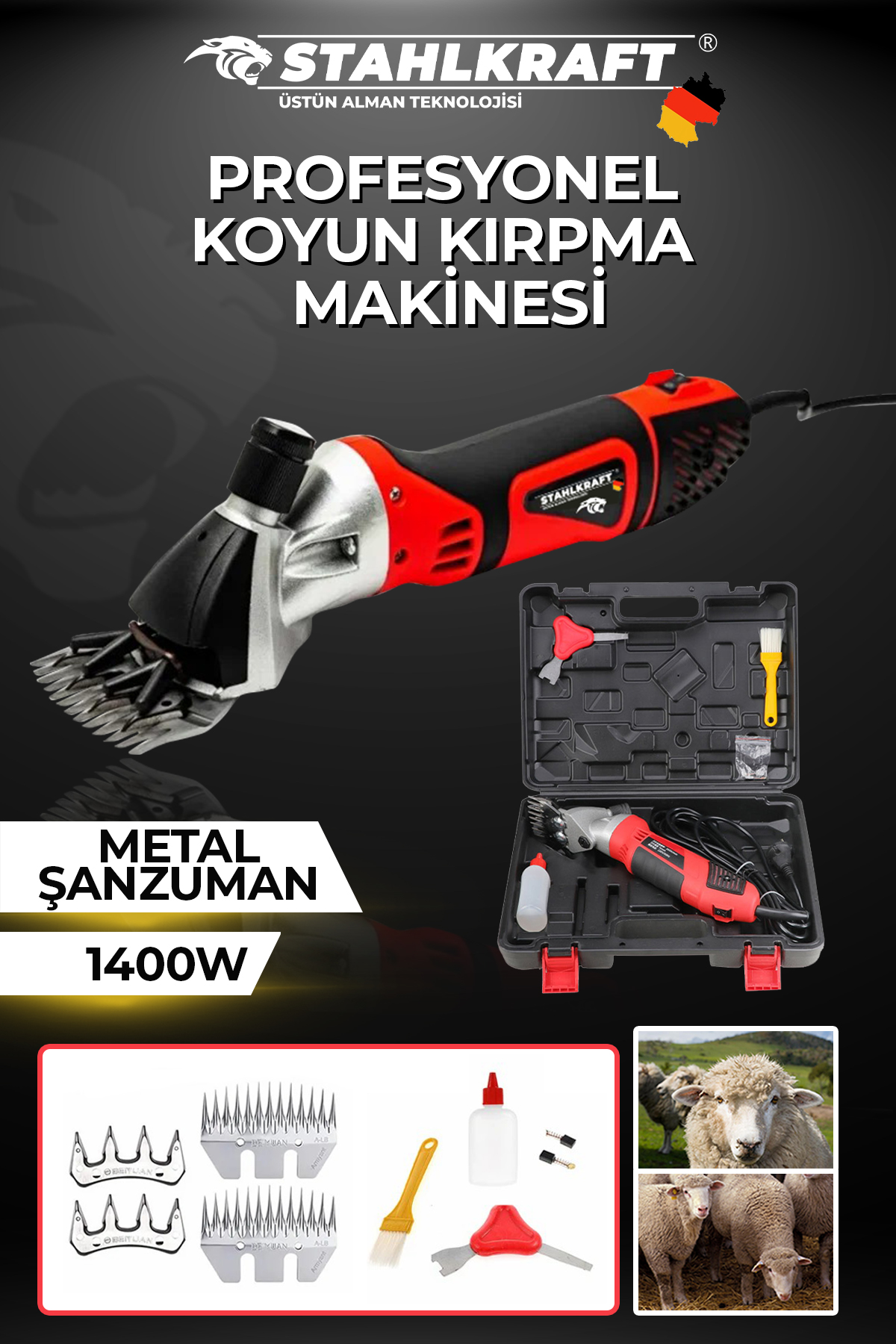 STAHLKRAFT STH 5668 PLUS Kademe Ayarlı Metal Şanzıman Koyun Kırkma Mak