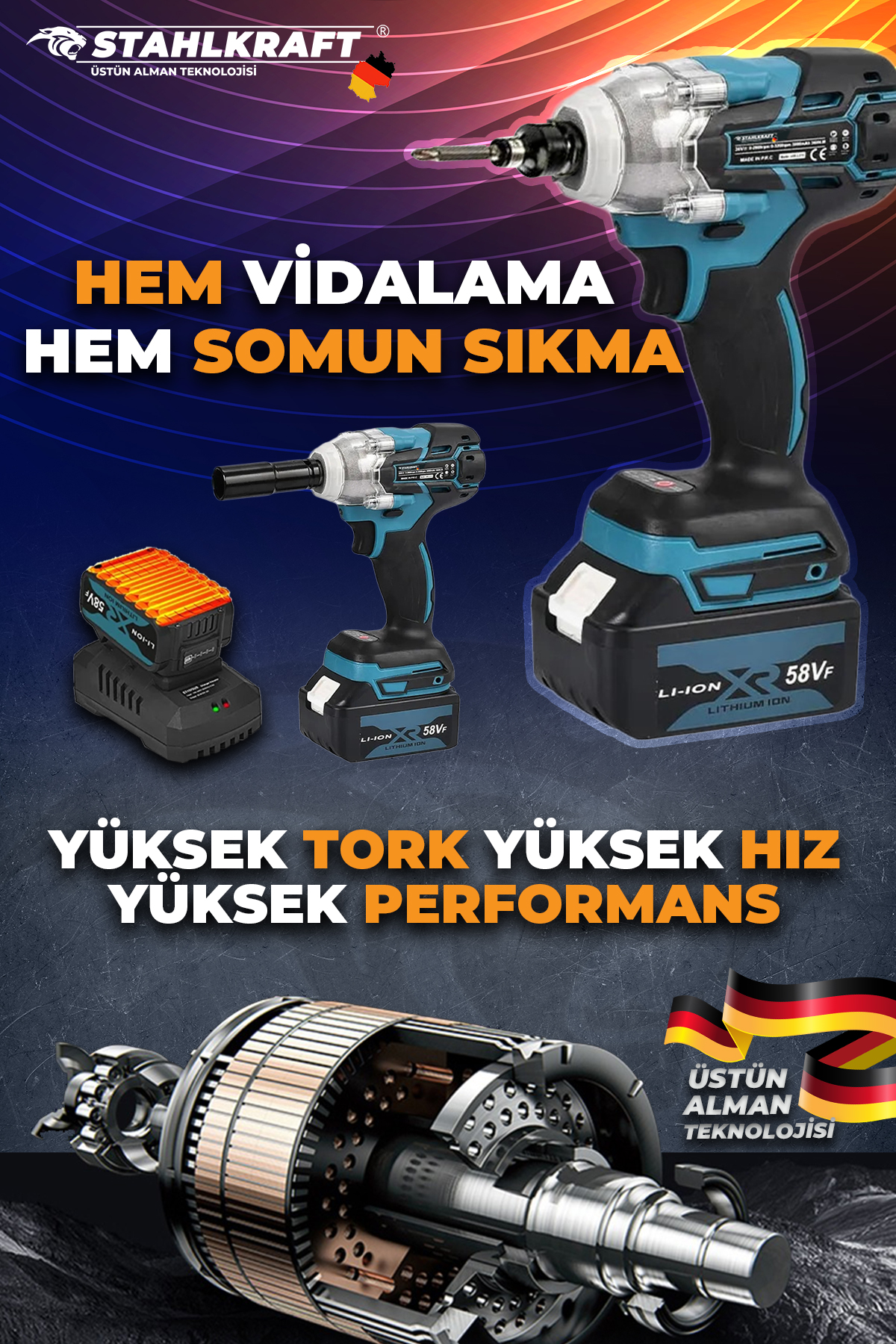 STAHLKRAFT Sth 9274 58vf Akülü Kömürsüz Yüksek Tork Somun Sökme - Vidalama